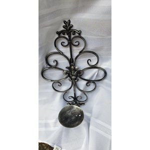 Iron Scroll Candle Holder Sconce Wall Mount. 3-Wick Candle. Fleur De Lis Decor